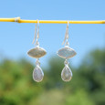 Boucles d'oreilles 2 pierres Labradorite et argent Boucles d'oreilles 2 pierres Labradorite et argent