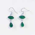 Boucles d'oreilles 2 pierres Agate verte et argent