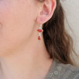 Boucles d'oreilles 2 pierres Cornaline et argent Boucles d'oreilles 2 pierres Cornaline et argent