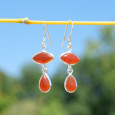Boucles d'oreilles 2 pierres Cornaline et argent Boucles d'oreilles 2 pierres Cornaline et argent