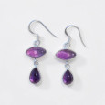 Boucles d'oreilles 2 pierres Améthyste et argent Boucles d'oreilles 2 pierres Améthyste et argent