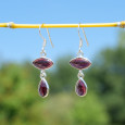 Boucles d'oreilles 2 pierres Grenat et argent