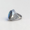 Bague large argent ciselé et pierre ovale Labradorite T61