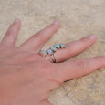 Longue bague 5 pierres Opale d'Ethiopie et argent T55/59