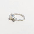 Bague fine argent et petite pierre Opale et Péridot T51/53/54