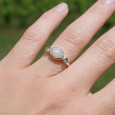 Bague fine argent et petite pierre Opale et Péridot T51/53/54