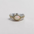 Bague argent lisse laiton doré et pierre Opale T53