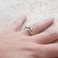 Bague argent lisse laiton doré et pierre Opale T53