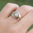 Bague argent lisse laiton doré et pierre Opale T53