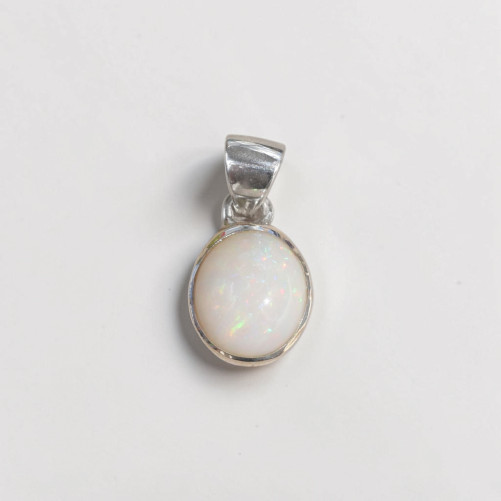 Pendentif ovale en Opale d'Ethiopie et argent