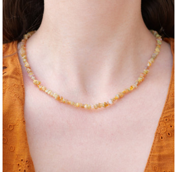 Collier pierres chips en OPALE (orange)