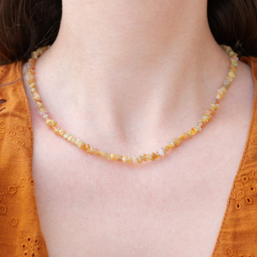 Collier pierres chips en OPALE (orange)
