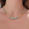 Collier tranches pierres Citrine et Amazonite anneaux argent