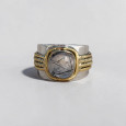 Bague large argent doré tressé pierre carrée Quartz tourmaline T59 Bague large argent doré tressé pierre carrée Quartz tourmaline T59