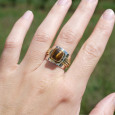 Bague large argent doré tressé pierre carrée Oeil de tigre T59 Bague large argent doré tressé pierre carrée Oeil de tigre T59