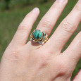 Bague large argent doré tressé pierre carrée Malachite T54 Bague large argent doré tressé pierre carrée Malachite T54