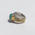 Bague large argent doré tressé pierre carrée Malachite T54 Bague large argent doré tressé pierre carrée Malachite T54