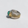 Bague large argent doré tressé pierre carrée Malachite T54