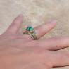 Bague large argent doré tressé pierre carrée Malachite T54