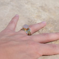Bague large argent doré tressé pierre carrée Quartz rose T54