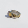 Bague large argent doré tressé pierre carrée Quartz rose T54