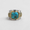 Bague large argent doré tressé pierre carrée Turquoise mohave T52