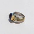 Bague large argent doré tressé pierre carrée en Améthyste T52 Bague large argent doré tressé pierre carrée en Améthyste T52