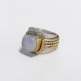 Bague large argent doré tressé pierre carrée en Pierre de lune T54 Bague large argent doré tressé pierre carrée en Pierre de lune T54