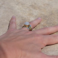 Bague large argent doré tressé pierre carrée en Pierre de lune T54 Bague large argent doré tressé pierre carrée en Pierre de lune T54