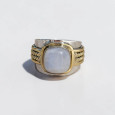 Bague large argent doré tressé pierre carrée en Pierre de lune T54 Bague large argent doré tressé pierre carrée en Pierre de lune T54