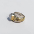 Bague large argent doré tressé pierre carrée en Pierre de lune T54 Bague large argent doré tressé pierre carrée en Pierre de lune T54