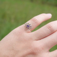 Petite bague fleur de lotus et pierre Améthyste T49