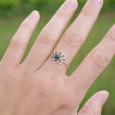Petite bague fleur de lotus et pierre Malachite T52/56/59 Petite bague fleur de lotus et pierre Malachite T52/56/59