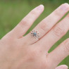 Petite bague fleur de lotus et pierre Labradorite T49/54/59