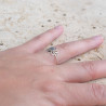 Petite bague fleur de lotus et pierre Labradorite T49/54/59