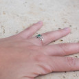 Petite bague fleur de lotus et pierre Agate verte T49/54/57/59