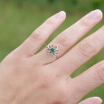 Petite bague fleur de lotus et pierre Agate verte T49/54/57/59