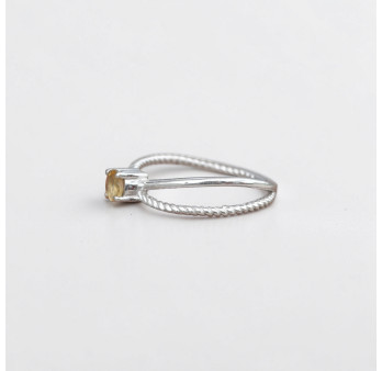 Bague fine double anneau et pierre Citrine T49/51/53/56/59