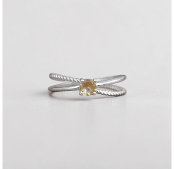 Bague fine double anneau et pierre Citrine T49/51/53/56/59