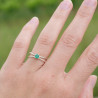 Bague fine double anneau et pierre Agate verte T49/51/54/56