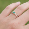 Bague fine double anneau et pierre Agate verte T49/51/54/56