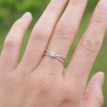 Bague fine double anneau et pierre Topaze bleue T51/54/56/59