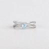 Bague fine double anneau et pierre Topaze bleue T51/54/56/59