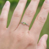 Bague fine argent goutte en Péridot et zircons T49/51/54/57