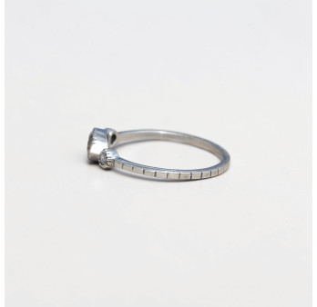 Bague fine argent goutte en Citrine et zircons T49/51/54/56/59