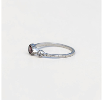 Bague fine argent goutte en Grenat et zircons T52/54/57
