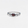 Bague fine argent goutte en Grenat et zircons T52/54/57
