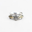 Bague argent martelé anneau doré pierre Labradorite T58 Bague argent martelé anneau doré pierre Labradorite T58