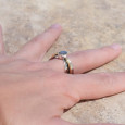 Bague argent martelé anneau doré pierre Labradorite T58 Bague argent martelé anneau doré pierre Labradorite T58