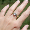 Bague argent martelé anneau doré pierre Labradorite T58 Bague argent martelé anneau doré pierre Labradorite T58